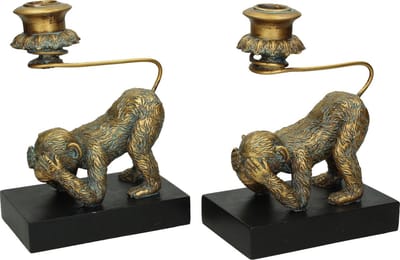 Wants&Needs Boekenhouder Monkey Polyresin Goud 28 X 8.5 X 19 Opbergbox /2