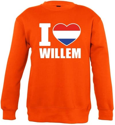 Oranje I love Willem sweater kinderen 3-4 jaar (98/104)