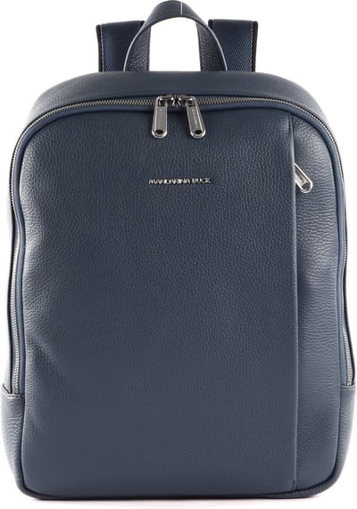 MANDARINA DUCK Leren Rugzak met laptopvak Mellow Urban Backpack Avio Donkerblauw