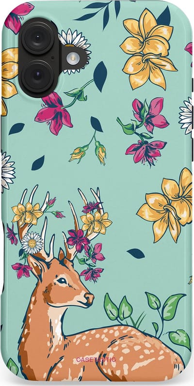Casetastic hoesje geschikt voor Apple iPhone 16 Plus - MagSafe - Dubbellaagse bescherming - Bloemenbronst - Fashion Case - Mintgroen Beige Zilver Perzik