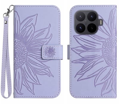 Coverup Hoesje - Geschikt voor Xiaomi 17T Pro Hoesje - Coverup Zonnebloem Book Case met Koord - Lavendel