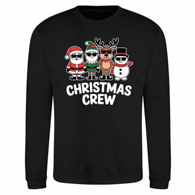 Zwarte trui / sweater met "Christmas crew" - maat XS - kersttrui, kerst, kerstmis, fout, kerstfeest, kerstmis, kerstdiner, aankleding