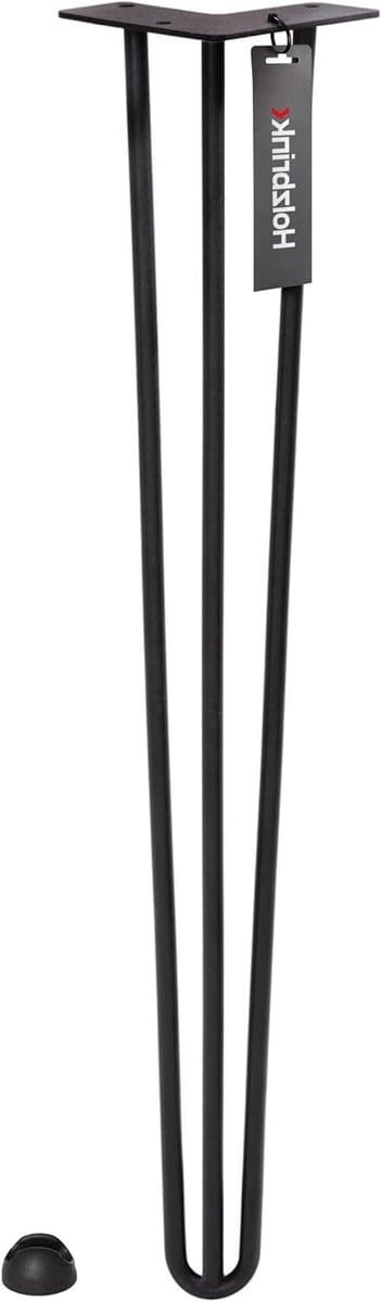 Tafelpoot Hairpin - Meubelpoot Stalen Poot - Doe-het-zelf Meubels - 3-Stangen Constructie - 80 cm - Diep Zwart