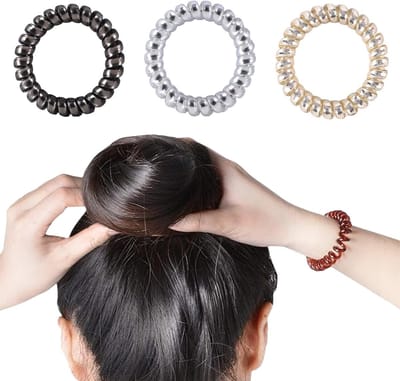 Set van 8 Spiralige Haargummis in Meerdere Kleuren, Elastische en Kreukvrije Haarbanden voor Dames, Perfect voor Ponytails en Haarstijlen