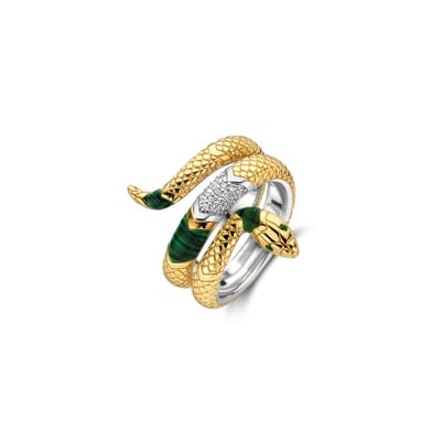TI SENTO Dames Ring - 925 zilver - Smaragd - Maat 17.25 mm / maat 54 - 12203EM