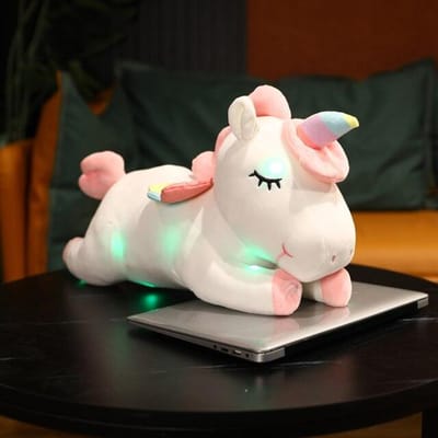 50cm Schattig Gloeiend LED Licht Eenhoorn Pluche Speelgoed Schattig Lichtgevend Dier Eenhoorn Kussen Gevuld Poppen Voor Kinderen Kerstcadeaus 50cm