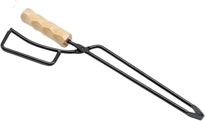 Vuurtang Hout - Haardtang Pook - Kampvuur Maken - Lange Steel - 47 cm - Zwart Hout