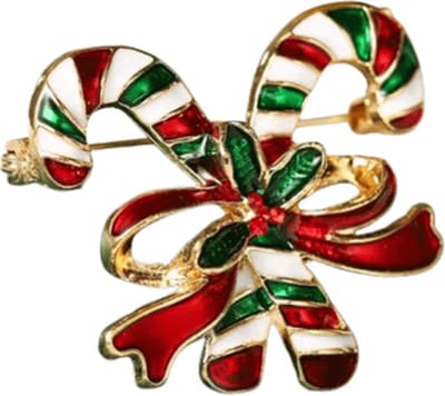 Plux Fashion Zuurstok Broche - Goud - 4cm/3cm - Gouden Broche - Kuntmatige Diamanten Broche - Kerst Broche - Fancy Broche - Christmas Brooch - Sieraden - Luxe Style - Duurzame Kwaliteit - Broche - Candy Cane Brooch