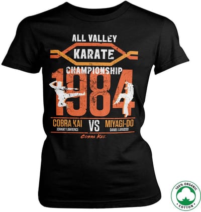 Cobra Kai All Valley Karate Championship Organic Girly T-shirt Dames T-shirt Zwart