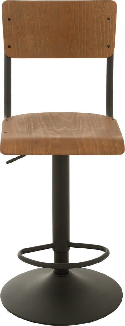 J-Line barstoel - hout/metaal - bruin - 2 stuks
