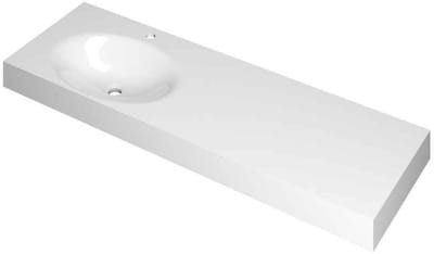 INK Smooth Wastafel Polystone Links met 1 Kraangat - 1400x450x90 mm - Glans Wit