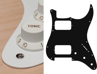 Boston ST-133-W pickguard, Stallion, HH, 3 pot holes, 3-5 switch, 1 ply, white
