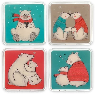 Dailygoods- Handwarmers Oplaadbaar - Herbruikbare Handwarmers - Set van 4 - Knuffelige IJsberen - Tot 55 °C - Huidvriendelijke Kunststof Hoes - Zakwarmers