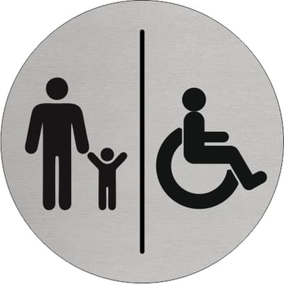 CombiCraft Aluminium deurbordje 'Familie en Invalide' Ø75 mm met 3M-tape