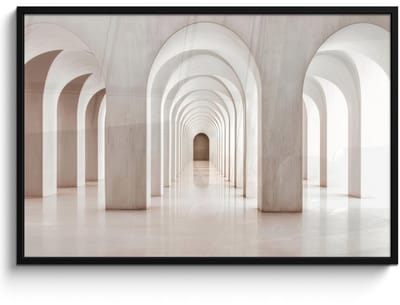 Poster in lijst - Fotolijst 120x80 cm - Posters - Hal - Bogen - Symmetrisch - Modern - Posterlijst zwart - Decoratie - Wanddecoratie woonkamer - Muurdecoratie slaapkamer