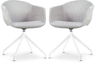 Nolon Nola-Otis Eetkamerstoelen Set van 2 Lichtgrijs - Draaibaar - met Armleuning - Stof - Wit Onderstel