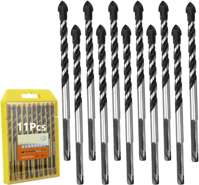 Tegelboren Set - Metaal Boren - Materiaal Boren - Speerpunt Ontwerp - 11 Delig 6 Mm - Zilver