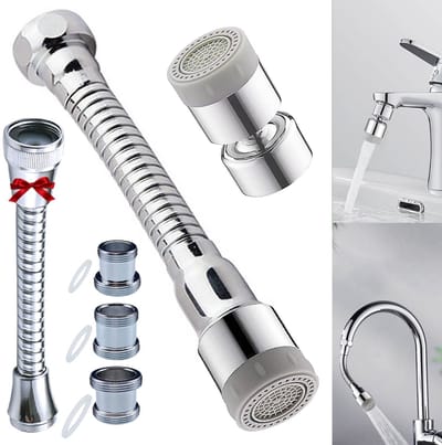 Dailygoods - Tap Spray Head - Kraanverlenging - 360° Draaibaar - Keuken Accessoire - Kraan Sproeier - Met 3 Adapters - Geschikt voor M22 tot M24/M20/M18