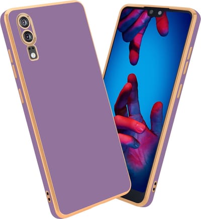 Cadorabo Hoesje geschikt voor Huawei P20 in Glossy Paars - Goud - Beschermhoes Case Cover van flexibel TPU-silicone en met camerabescherming