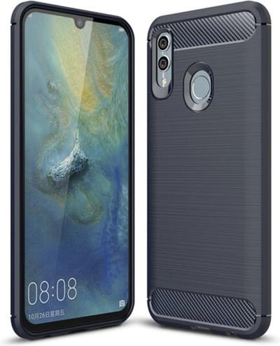 Luxe Honor 10 Lite hoesje – Donkerblauw – Geborsteld TPU Carbon Case – Shockproof Cover