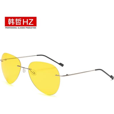 Metalen Titanium Lichtgewicht Randloze Kleurveranderende Zonnebril voor Mannen Rijden Dag Nacht Bril Nieuwe gafas de sol hombre yellow