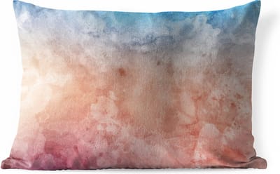 Buitenkussens - Tuin - Abstract werk gemaakt van waterverf en blauwe en rode kleuren - 50x30 cm