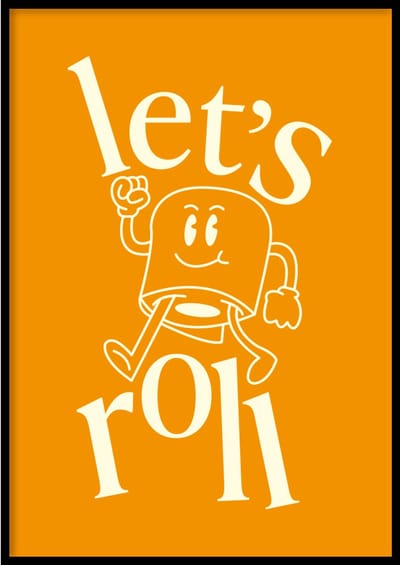 Poster Let's roll oranje - 50x70 cm - WC Poster - WALLLL - Exclusief lijst - Professioneel fotopapier