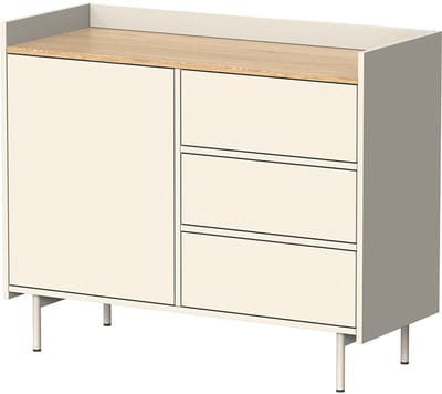 Vicco Velina Dressoir – 100 x 82 cm met 3 laden en 1 deur Crème