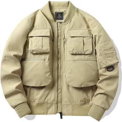 Bomberjack Heren Baseballuniform Multi-zak Werkjas Functionele Jas Drievoudig Bewezen Aanvalstop 4XL beige