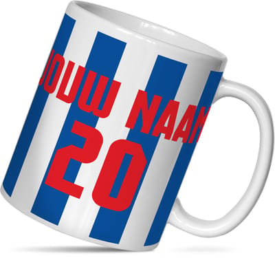 Mok Heerenveen - Blauw & Wit - Fan Cadeau Pompeblêd Stijl