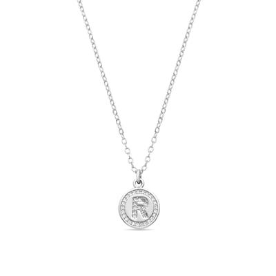 Luxenter Rhodium Plated Briljant Zirkonia Ketting - Alfabet