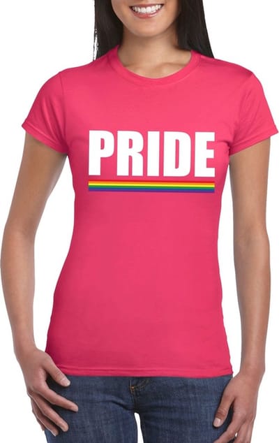 Gay Pride t-shirt roze Pride dames - LGBT/ Lesbische shirts S