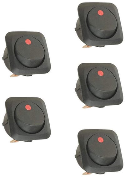 25mm 12V 25A 3Pin Tuimelschakelaar met Rood Licht - Geschikt voor Auto, Vrachtwagen en Boot