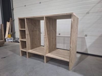 Wasmachinekast Toronto – Voor wasmachine en droger – 160 x 65 x 120 cm – Steigerhout – Wibema