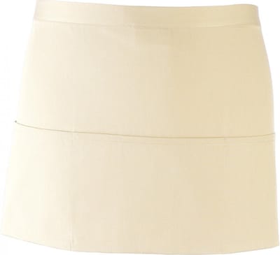 Kort schort met 3 open zakken pr155|natural| restaurant schort | bedieningsschort | 12 verschillende kleuren| horeca kleding