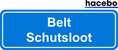 Hacebo - Plaatsnaam Sticker - 29x10 CM - Belt Schutsloot sticker - Verkeersborden sticker - grappige cadeaus - Belt Schutsloot