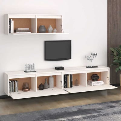 vidaXL - 3-delig - tv-meubelset - massief - grenenhout - wit