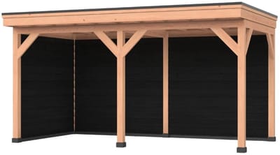 Douglas overkapping, 500 x 250, Met achterwand en zijwand, Westwood Comfort Basic zwart