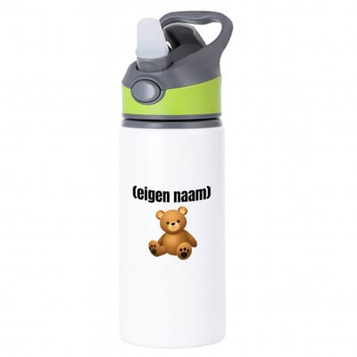 Hacebo® - teddybeer met eigen naam waterfles met rietje groen - Teddybeer - kinderen/knuffel liefhebber - iemand die houdt van teddyberen - verjaardag - cadeau - kado - geschenk - water fles - 650ML