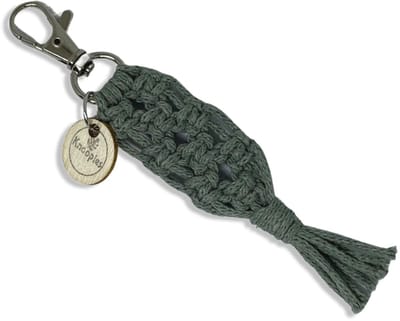 Sleutelhanger 'Cookie' Groen - Katoenkoord - Handgemaakt in ons Macramé Atelier - Prijs per Stuk - Inclusief Verzendkosten