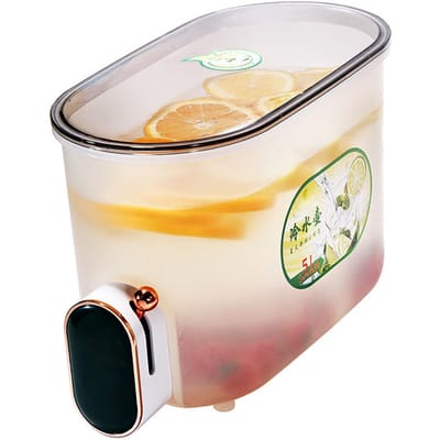 Koude Ketel met Kraan Voedselveilige Plastic Waterkannen Fruit Theepot Limonade Emmer Drankcontainer voor Koelkast beige