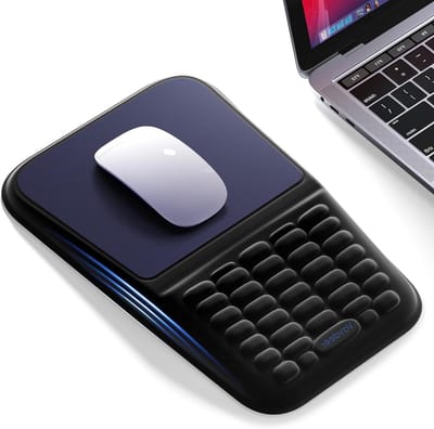 Ergonomische muismat met polssteun van traagschuim, massageontwerp voor pijnverlichting, antislip basis en zachte lycra oppervlakte voor draadloze en optische muizen