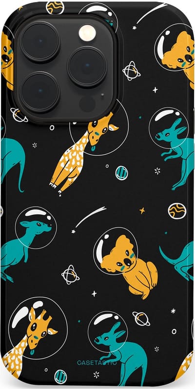Casetastic Hoesje Geschikt voor Apple iPhone 14 Pro Magsafe - Stijlvolle Beschermende Duo-layer Case - Donkere Ruimte Safari