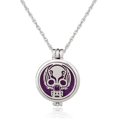 Bixorp Aroma Geur Ketting met Amulet voor Etherische Olie - Schedel - Zilverkleurige Geurketting