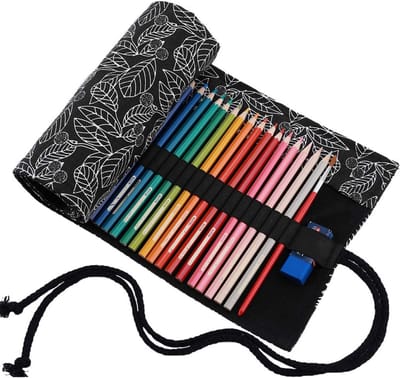Opvouwbare Opbergrol voor 72 Kleurpotloden - Canvas Pennen Etui met 36/48/72 Gaten