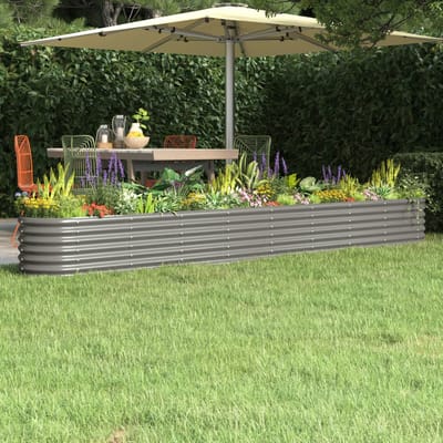 vidaXL - Plantenbak - 332x40x36 - cm - gegalvaniseerd - staal - grijs