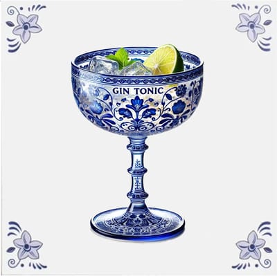 Delfts blauw tegeltje gin tonic - delfts blauw wandbord - delftsblauw - hollandse cadeautjes - wanddecoratie - decoratieve accessoires