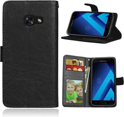Bookcase Geschikt voor: Samsung Galaxy A3 2017 - Zwart - portemonnee hoesje