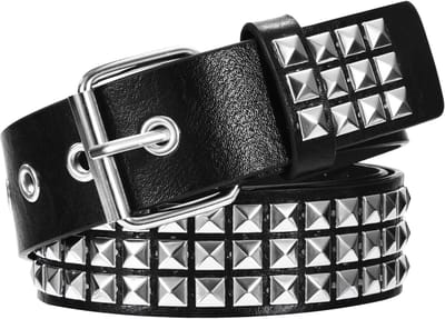 Riem - PU Lederen Punk Riem Met Lichte Piramide-Klinknagels Voor Dames En Heren Gothic Kleding Accessoires (Zwart, 110 cm)