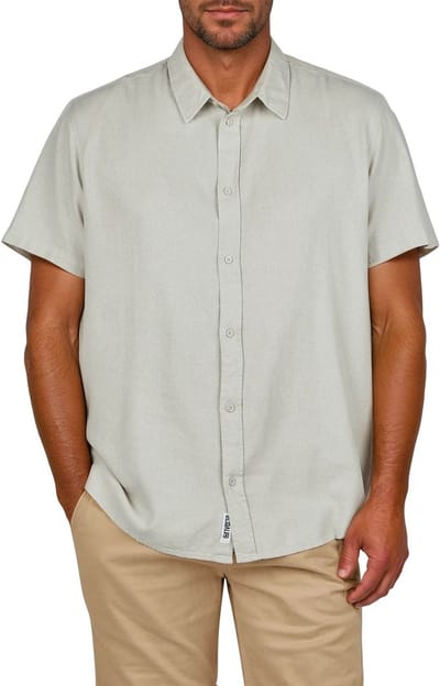 riverso Heren Overhemd RIVEmilio regular fit Beige S Volwassenen Linnen overhemd